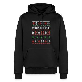 Stricken Nähen Hässlicher Weihnachtspullover Merry - Männer Premium Bio Hoodie - Schwarz - Vorne - Nico (187cm)