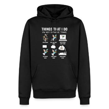 Lustige Vögel lieben Dinge, die ich in meiner Freizeit mache - Männer Premium Bio Hoodie - Schwarz - Vorne - Nico (187cm)