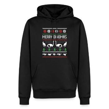 Dino Dinosaur Pull de Noël moche Joyeux Dinomas - Sweat à capuche Premium bio Homme - noir - Devant - Nico (187cm)