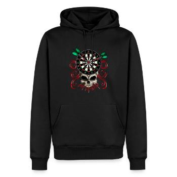 Dartpfeil Skelett Dartscheibe Dartverein Halloween - Männer Premium Bio Hoodie - Schwarz - Vorne - Nico (187cm)