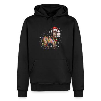 Christmas Esel mit Weihnachtsmütze im Schnee - Männer Premium Bio Hoodie - Schwarz - Vorne - Nico (187cm)