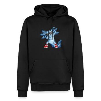 Axolotl mit roten Tanzschuhen Sonnenbrille Dabbing - Männer Premium Bio Hoodie - Schwarz - Vorne - Nico (187cm)