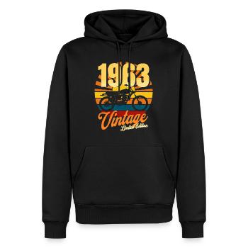 Moto Né En 1963 Anniversaire 60 Ans Motard - Sweat à capuche Premium bio Homme - noir - Devant - Nico (187cm)