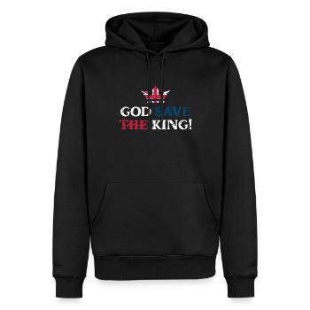 God Save The King Charles 2023 Couronnement - Sweat à capuche Premium bio Homme - noir - Devant - Nico (187cm)