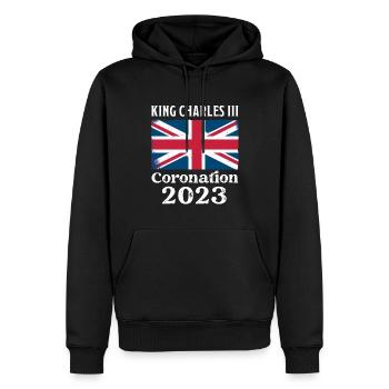 Couronnement 2023 King Charles III - Sweat à capuche Premium bio Homme - noir - Devant - Nico (187cm)