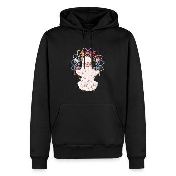 Ein Lama im Zoo Alpaka Design macht Yoga namaste - Männer Premium Bio Hoodie - Schwarz - Vorne - Nico (187cm)