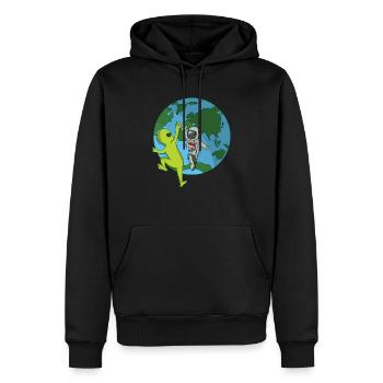 Astronauten Alien Weltraum Raumfahrer Kosmonaut - Männer Premium Bio Hoodie - Schwarz - Vorne - Nico (187cm)