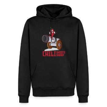 Un drôle de chiots de chili et des pousses chaudes - Sweat à capuche Premium bio Homme - noir - Devant - Nico (187cm)