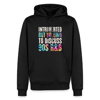 introverti mais prêt à discuter de la cravate R&B des années 90 - Sweat à capuche Premium bio Homme - noir - Devant - Nico (187cm)