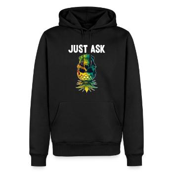 Fragen Sie einfach Upside Down Pineapple Skull Swinger - Männer Premium Bio Hoodie - Schwarz - Vorne - Nico (187cm)