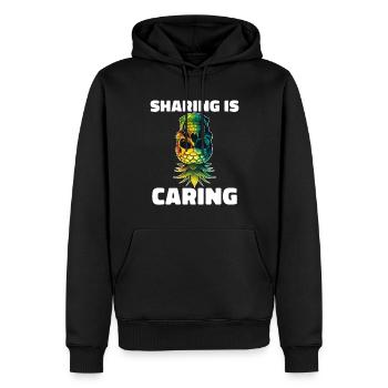 Teilen ist fürsorglich Swinging Swinger auf dem Kopf - Männer Premium Bio Hoodie - Schwarz - Vorne - Nico (187cm)