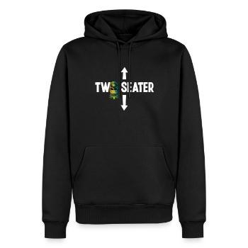 Zweisitzer Upside Down Ananas Totenkopfschwinger - Männer Premium Bio Hoodie - Schwarz - Vorne - Nico (187cm)