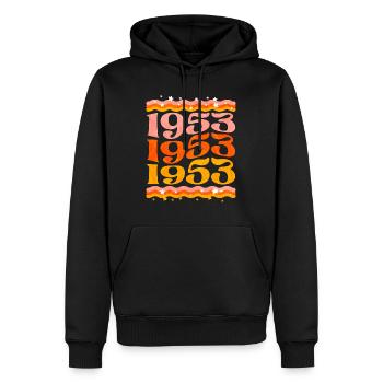 Fête Anniversaire Femme 1953 70 Ans Anniversaire - Sweat à capuche Premium bio Homme - noir - Devant - Nico (187cm)