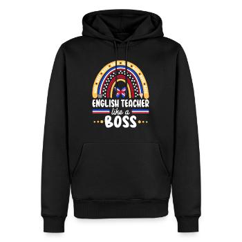 Humor Englischlehrer als Cheflehrer - Männer Premium Bio Hoodie - Schwarz - Vorne - Nico (187cm)