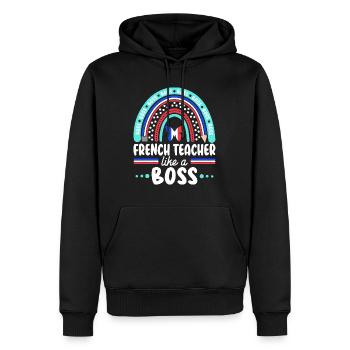 Humor Französischlehrer Als Cheflehrer - Männer Premium Bio Hoodie - Schwarz - Vorne - Nico (187cm)