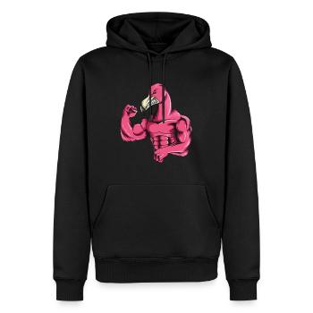 Flamingo Bodybuilder Muscles Fitness Bird Fit - Sweat à capuche Premium bio Homme - noir - Devant - Nico (187cm)