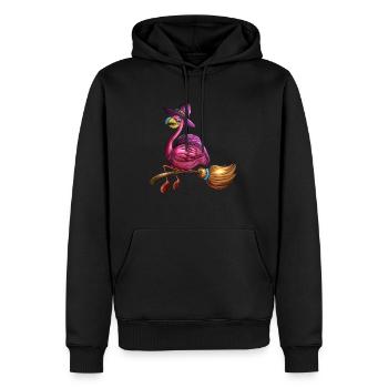 Sorcières roses Flamant rose Halloween Costume de balai d’oiseau - Sweat à capuche Premium bio Homme - noir - Devant - Nico (187cm)