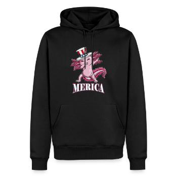 Merica Axolotl Newt avec Top Hat America USA - Sweat à capuche Premium bio Homme - noir - Devant - Nico (187cm)