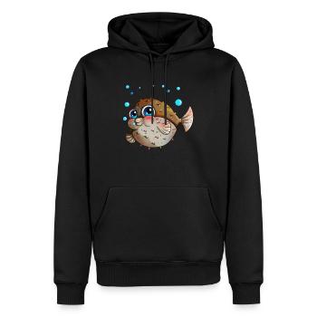 Kugelfisch mit Luftblasen Angler Kinder Geschenk - Männer Premium Bio Hoodie - Schwarz - Vorne - Nico (187cm)