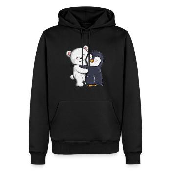 Ours polaire pingouin câlin câlins pingouins - Sweat à capuche Premium bio Homme - noir - Devant - Nico (187cm)