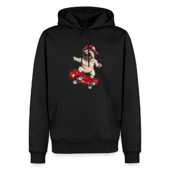 Skateboard Mops Motiv Hunderasse Hundehalter Möpse - Männer Premium Bio Hoodie - Schwarz - Vorne - Nico (187cm)