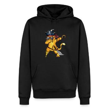 Pirate Chat Pirate Costume Chat Squelette Poisson - Sweat à capuche Premium bio Homme - noir - Devant - Nico (187cm)