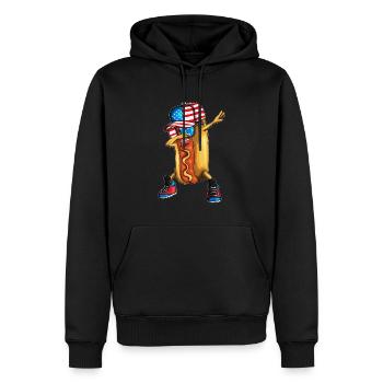 Drôle de hot-dog dabbing restauration rapide cuisine - Sweat à capuche Premium bio Homme - noir - Devant - Nico (187cm)