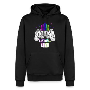 Geek Niveau 40 Anniversaire Gamer 40 Ans - Sweat à capuche Premium bio Homme - noir - Devant - Nico (187cm)