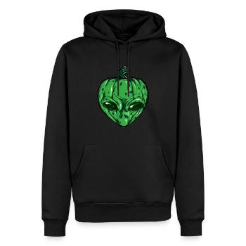Alien Kürbis Leuchtendes Skelett Halloween - Männer Premium Bio Hoodie - Schwarz - Vorne - Nico (187cm)