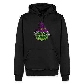 Sorcières Citrouille Squelette brillant Halloween - Sweat à capuche Premium bio Homme - noir - Devant - Nico (187cm)