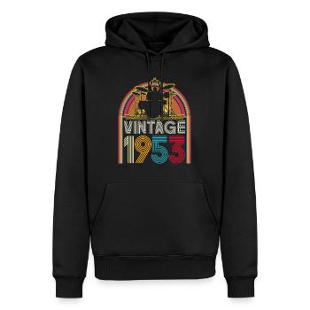 Jahrgang 1953 Musiker Schlagzeuger 70 Jahre Jubiläum - Männer Premium Bio Hoodie - Schwarz - Vorne - Nico (187cm)