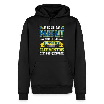 Clermontois Clermont-Ferrand Rugby Humour - Sweat à capuche Premium bio Homme - noir - Devant - Nico (187cm)