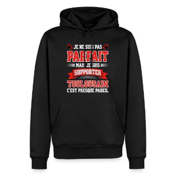 Homme Toulousain Toulouse Rugbyman Rugby Humour - Sweat à capuche Premium bio Homme - noir - Devant - Nico (187cm)