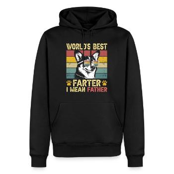 Vintage and Humorous Dog Daddy Dog Corgi - Men’s Premium Organic Hoodie - black - Front - Nico (187cm)