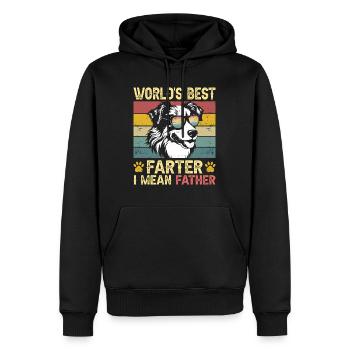 Vintage Humorous Daddy Dog Australian Shepherd - Men’s Premium Organic Hoodie - black - Front - Nico (187cm)