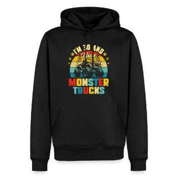 Monster Truck Voiture 30 Ans Anniversaire - Sweat à capuche Premium bio Homme - noir - Devant - Nico (187cm)
