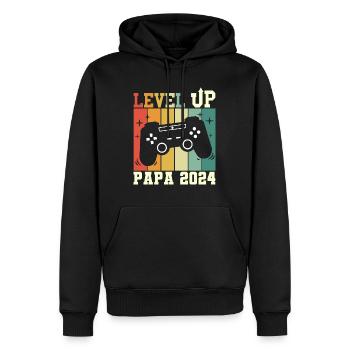 Père Geek Annonce Grossesse Futur Papa 2024 - Sweat à capuche Premium bio Homme - noir - Devant - Nico (187cm)