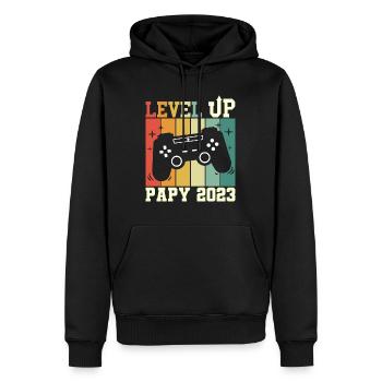 Papy Geek Annonce Grossesse Futur Papy 2023 - Sweat à capuche Premium bio Homme - noir - Devant - Nico (187cm)
