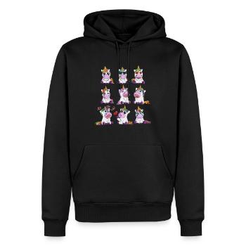 Licorne émotion amoureuse rire drôle triste - Sweat à capuche Premium bio Homme - noir - Devant - Nico (187cm)