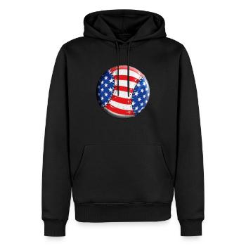 Kinder Baseball USA Fahne Design Baseballprofi - Männer Premium Bio Hoodie - Schwarz - Vorne - Nico (187cm)
