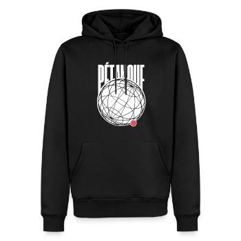 PETANQUE JEU DE BOULES GRAPHIQUE MODERNE - Sweat à capuche Premium bio Homme - noir - Devant - Nico (187cm)