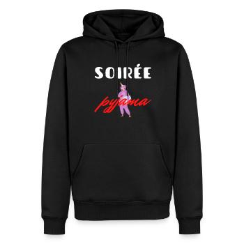SOIREE PYJAMA LICORNE DODO - Sweat à capuche Premium bio Homme - noir - Devant - Nico (187cm)