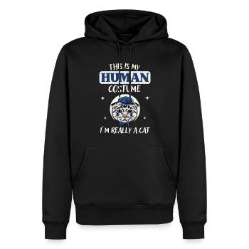 Costume Humain Chat Déguisement - Sweat à capuche Premium bio Homme - noir - Devant - Nico (187cm)
