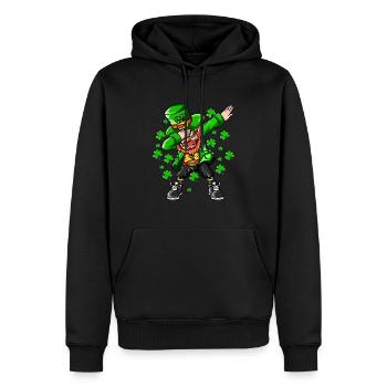 Shamrock leprechaun makes dabbing happy holiday - Men’s Premium Organic Hoodie - black - Front - Nico (187cm)