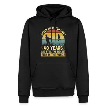40 Ans Pêcheurs Fête 40 Ans Anniversaire Pêcheur - Sweat à capuche Premium bio Homme - noir - Devant - Nico (187cm)