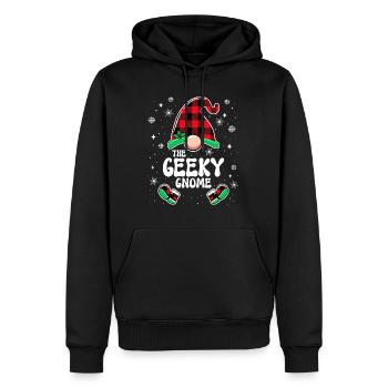 Noël En Famille Gnome Geek - Sweat à capuche Premium bio Homme - noir - Devant - Nico (187cm)