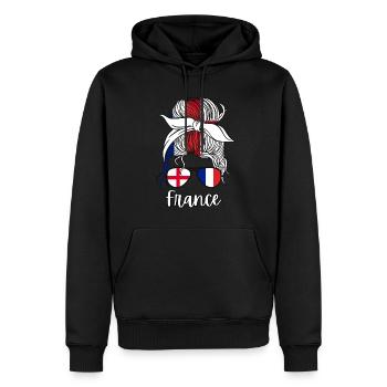 France Moitié Anglais Moitié Français Fille Angleterre Drapeau - Sweat à capuche Premium bio Homme - noir - Devant - Nico (187cm)