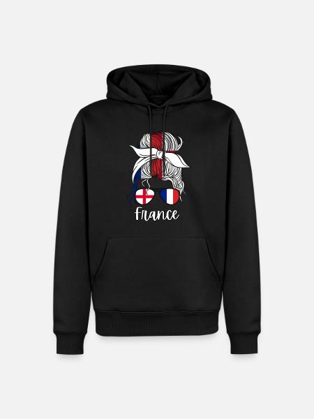 France Half English Half French Girl England Flag - Men’s Premium Organic Hoodie - black