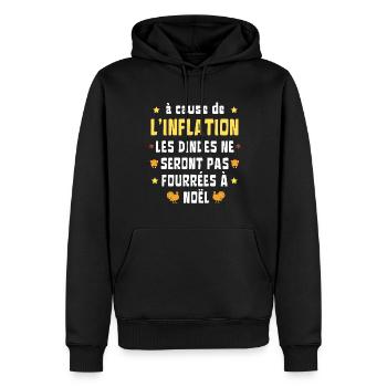 inflation dinde noël Humour - Sweat à capuche Premium bio Homme - noir - Devant - Nico (187cm)
