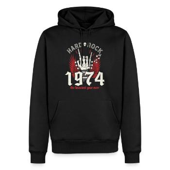 Rock Année 1974 Fête Musicien 50 Ans Anniversaire - Sweat à capuche Premium bio Homme - noir - Devant - Nico (187cm)